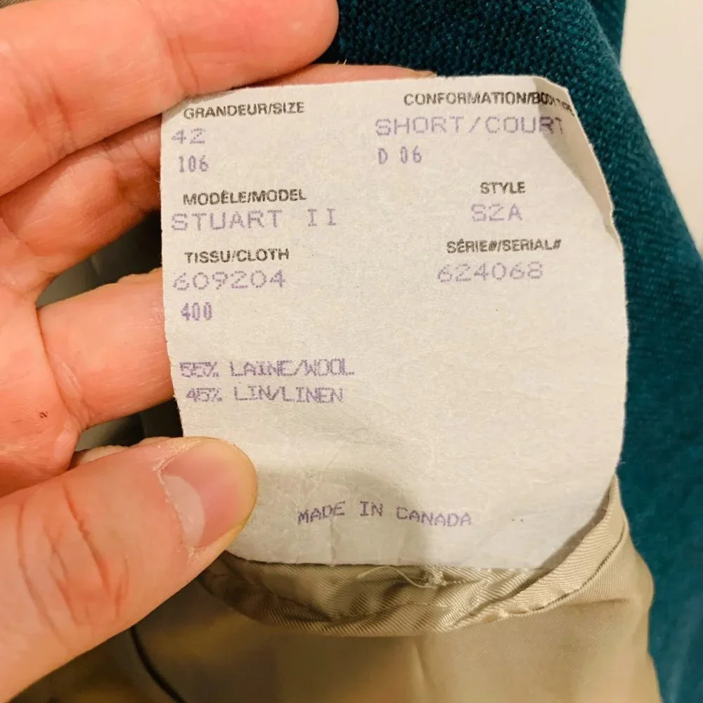 Paul Stuart Green Wool Suit Jacket Sport Coat Blazer Size 42 Short - Picture 13 of 16